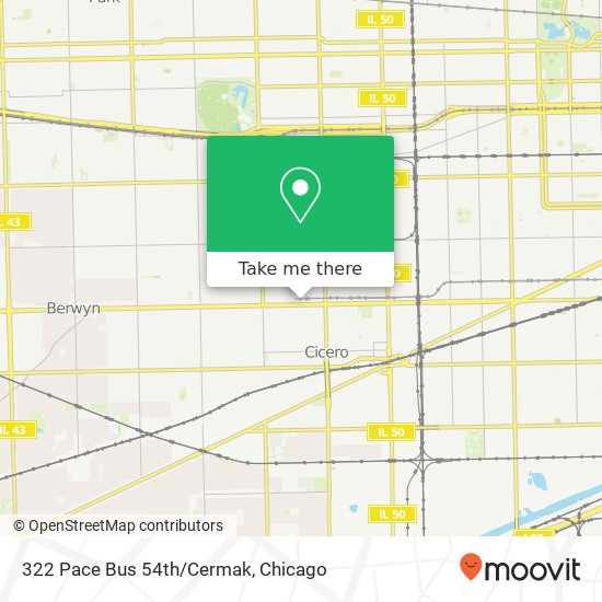 322 Pace Bus 54th/Cermak map