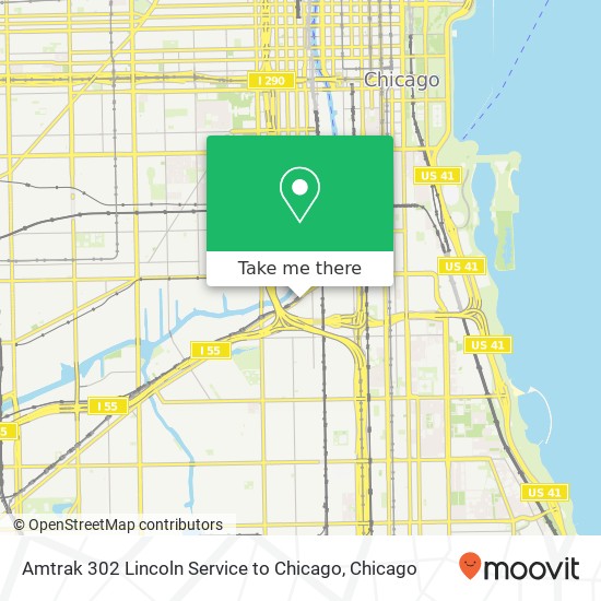Amtrak 302 Lincoln Service to Chicago map