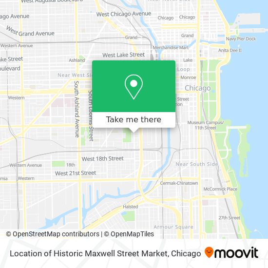 Mapa de Location of Historic Maxwell Street Market