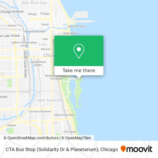 Mapa de CTA Bus Stop (Solidarity Dr & Planetarium)