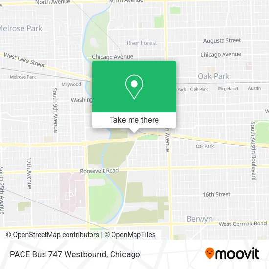 Mapa de PACE Bus 747 Westbound