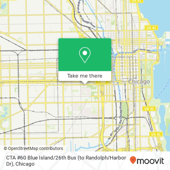 Mapa de CTA #60 Blue Island / 26th Bus (to Randolph / Harbor Dr)