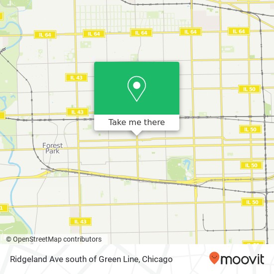 Ridgeland Ave south of Green Line map