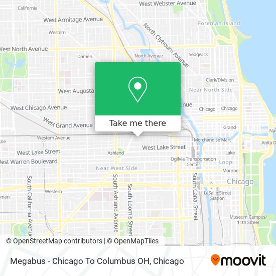 Megabus - Chicago To Columbus OH map