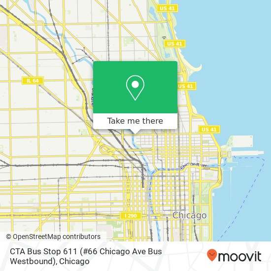 Mapa de CTA Bus Stop 611 (#66 Chicago Ave Bus Westbound)