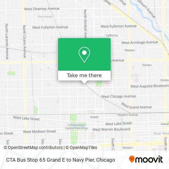 Mapa de CTA Bus Stop 65 Grand E to Navy Pier