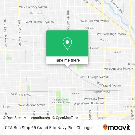 Mapa de CTA Bus Stop 65 Grand E to Navy Pier