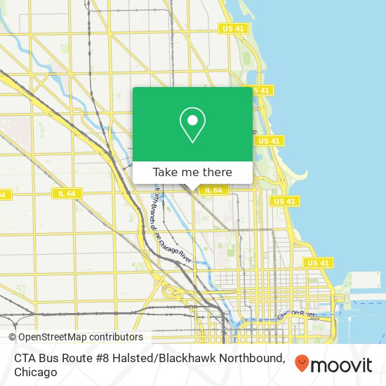 CTA Bus Route #8 Halsted / Blackhawk Northbound map