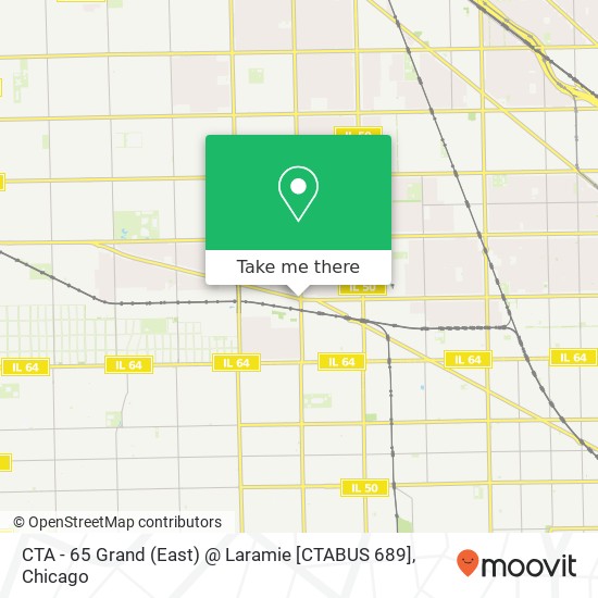 Mapa de CTA - 65 Grand (East) @ Laramie [CTABUS 689]