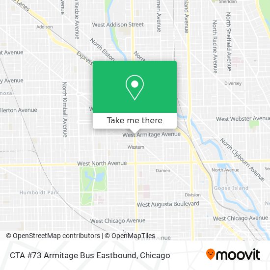 CTA #73 Armitage Bus Eastbound map