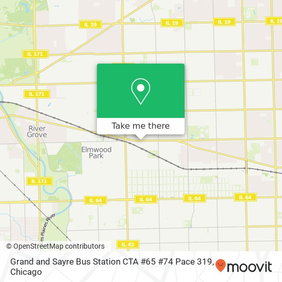 Grand and Sayre Bus Station CTA #65 #74 Pace 319 map