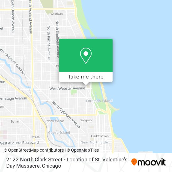 2122 North Clark Street - Location of St. Valentine's Day Massacre map