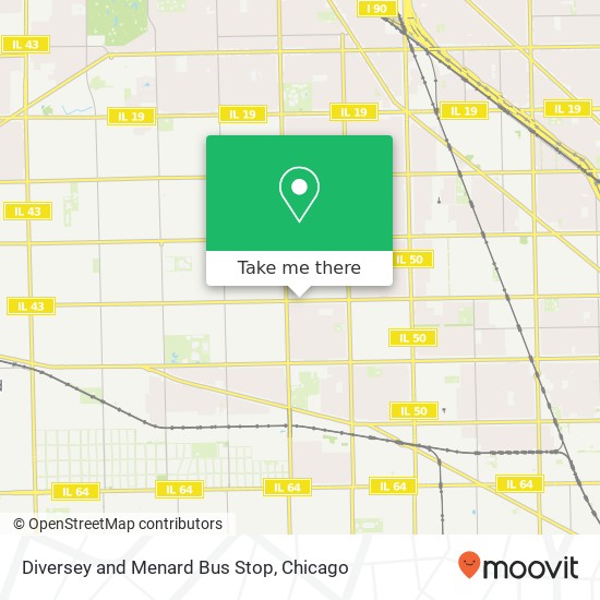 Diversey and  Menard  Bus Stop map