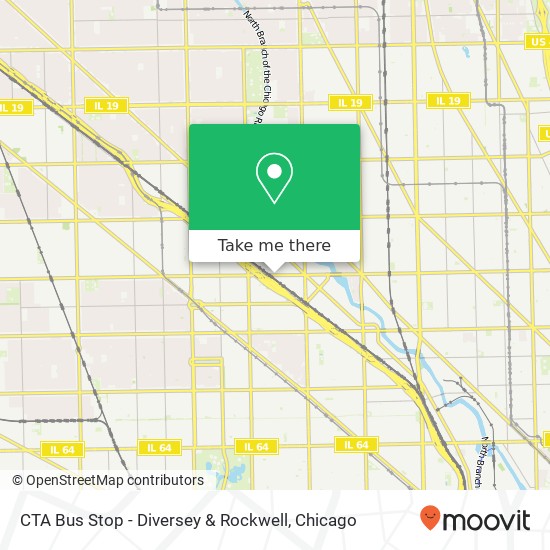 Mapa de CTA Bus Stop - Diversey & Rockwell