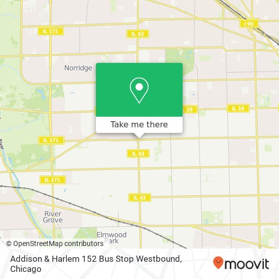 Mapa de Addison & Harlem 152 Bus Stop Westbound