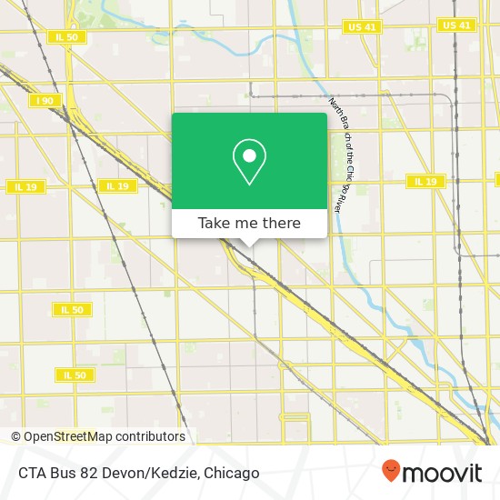 Mapa de CTA Bus 82 Devon/Kedzie