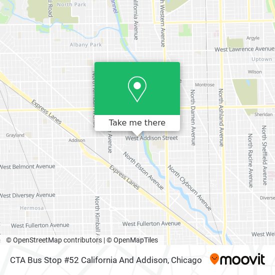 CTA Bus Stop #52 California And Addison map