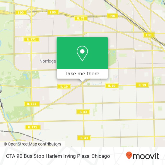 Mapa de CTA 90 Bus Stop Harlem Irving Plaza