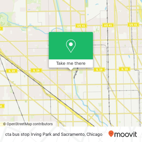 Mapa de cta bus stop Irving Park and Sacramento