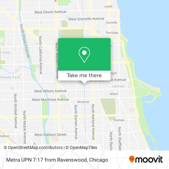 Metra UPN 7:17 from Ravenswood map