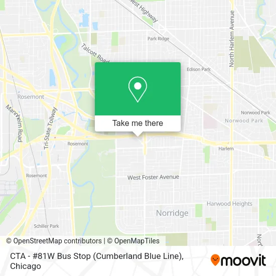 Mapa de CTA - #81W Bus Stop (Cumberland Blue Line)