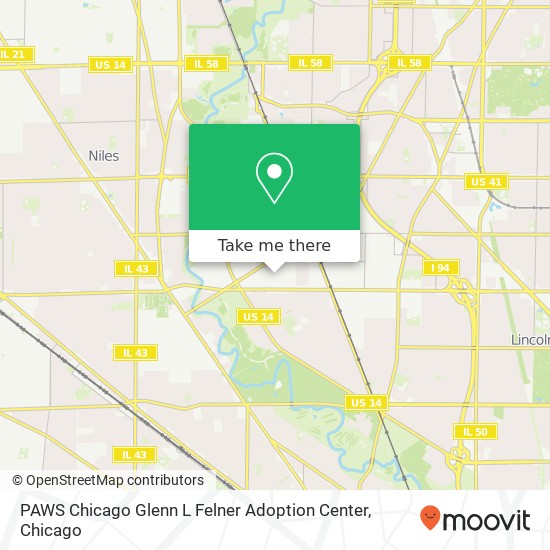 PAWS Chicago Glenn L Felner Adoption Center map