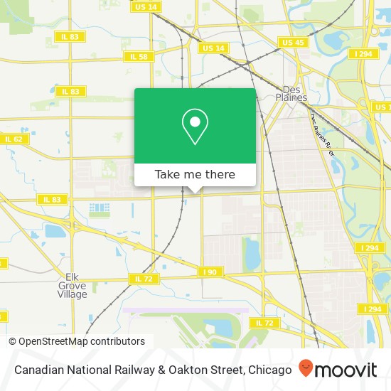 Canadian National Railway & Oakton Street map