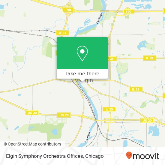 Elgin Symphony Orchestra Offices map