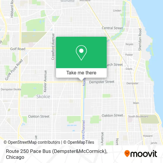 Route 250 Pace Bus (Dempster&McCormick) map