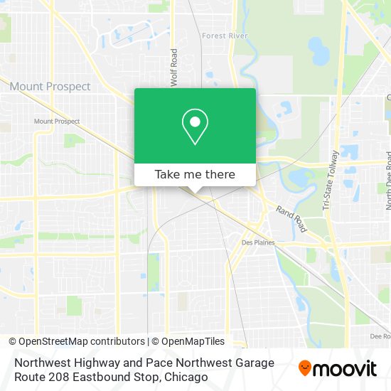 Mapa de Northwest Highway and Pace Northwest Garage Route 208 Eastbound Stop