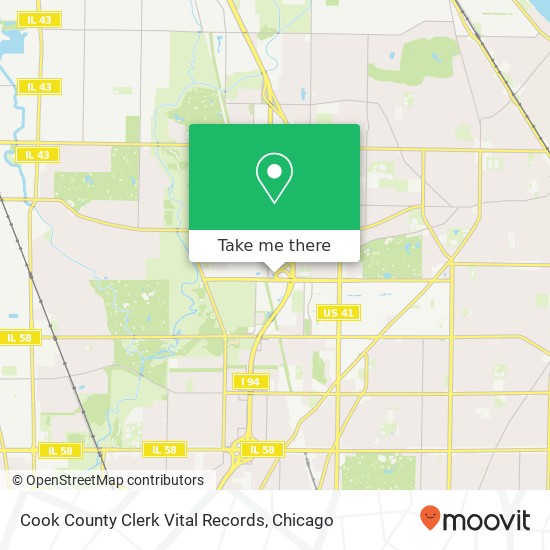 Cook County Clerk Vital Records map