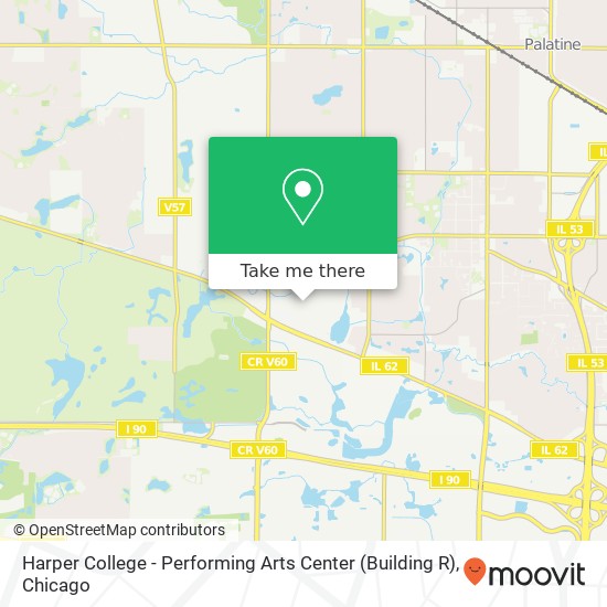 Mapa de Harper College - Performing Arts Center (Building R)