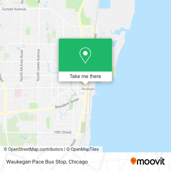 Waukegan Pace Bus Stop map