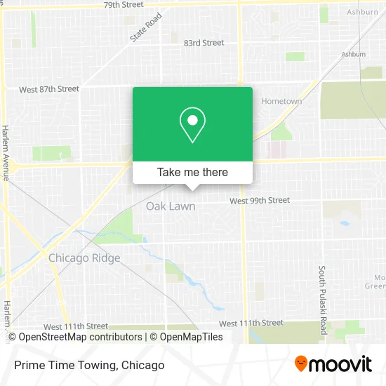 Prime Time Towing map