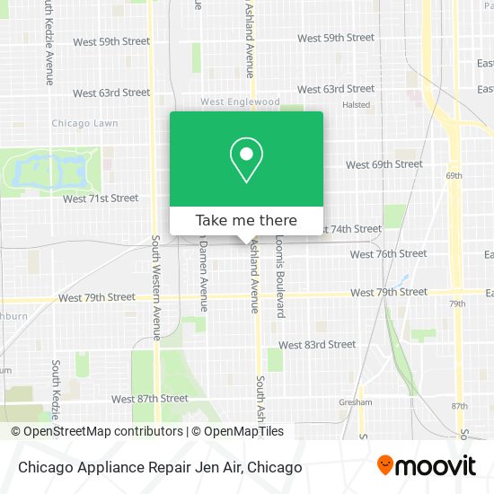 Chicago Appliance Repair Jen Air map