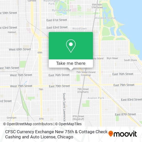 CFSC Currency Exchange New 75th & Cottage Check Cashing and Auto License map