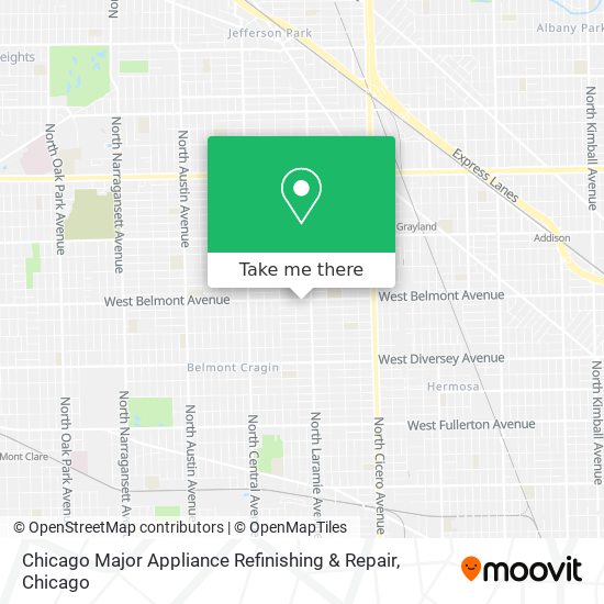 Chicago Major Appliance Refinishing & Repair map