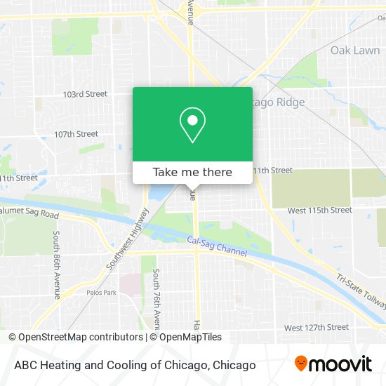 ABC Heating and Cooling of Chicago map