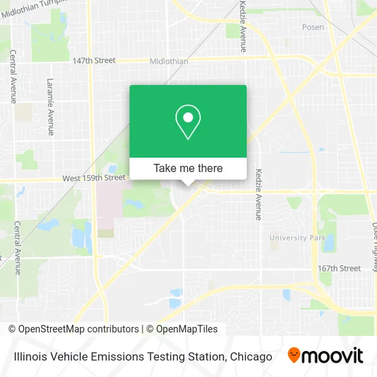 Illinois Vehicle Emissions Testing Station map