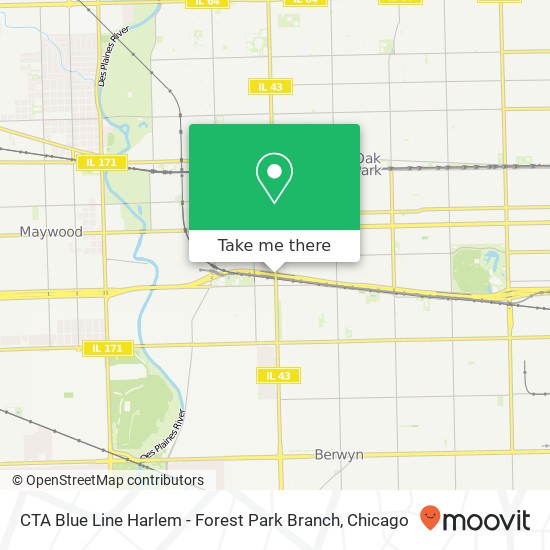 Mapa de CTA Blue Line Harlem - Forest Park Branch