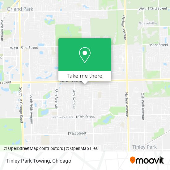 Tinley Park Towing map