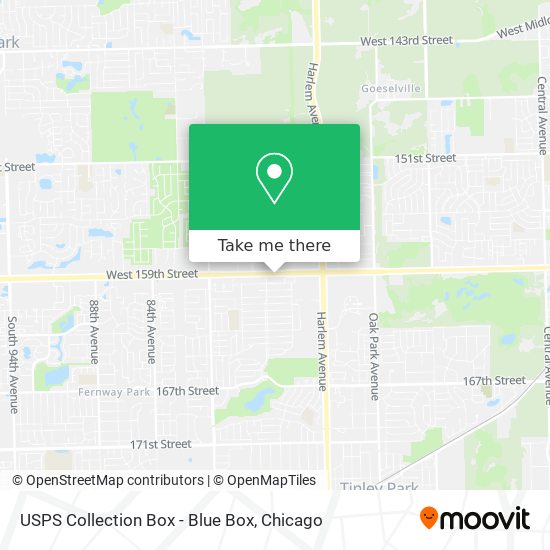 Mapa de USPS Collection Box - Blue Box