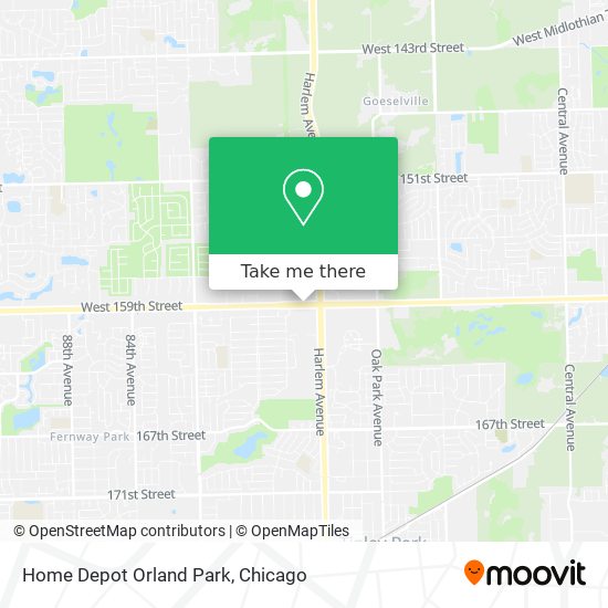 Home Depot Orland Park map