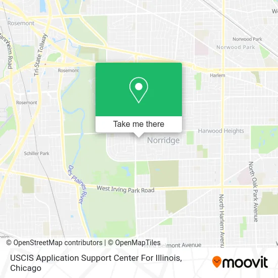 USCIS Application Support Center For Illinois map