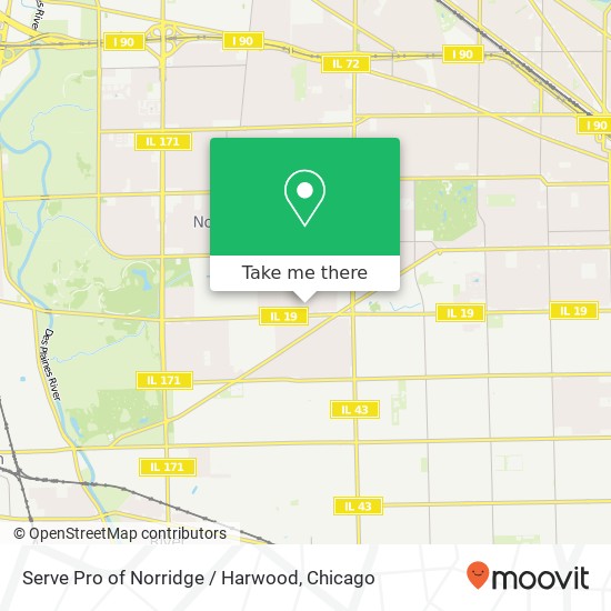 Serve Pro of Norridge / Harwood map