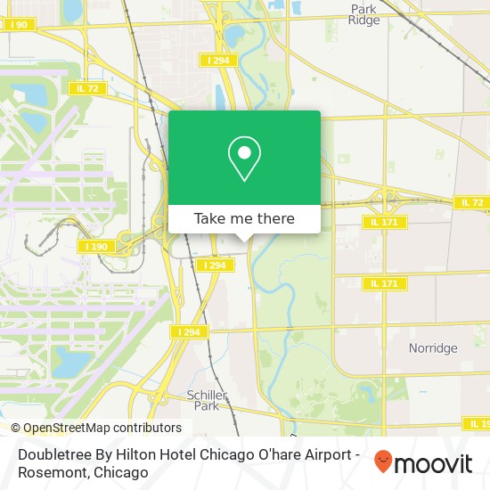 Mapa de Doubletree By Hilton Hotel Chicago O'hare Airport - Rosemont