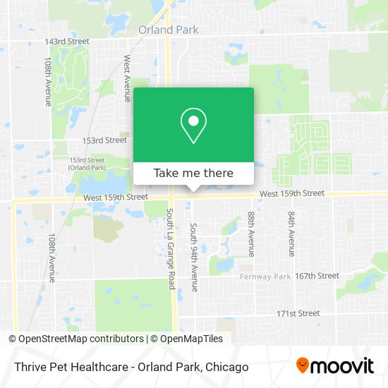 Mapa de Thrive Pet Healthcare - Orland Park