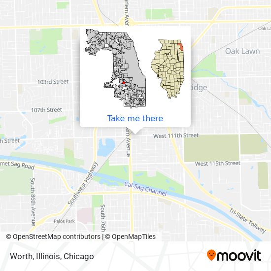 Mapa de Worth, Illinois