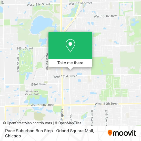 Pace Suburban Bus Stop - Orland Square Mall map