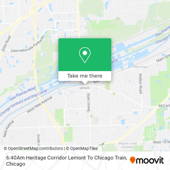 6:40Am Heritage Corridor Lemont To Chicago Train map
